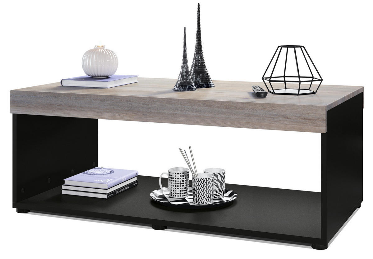 COUCHTISCH Pure Tischplatte und Blenden in Eiche Nordic - Silbereichenfarben, Holzwerkstoff (58/104/40.5cm) - Vladon