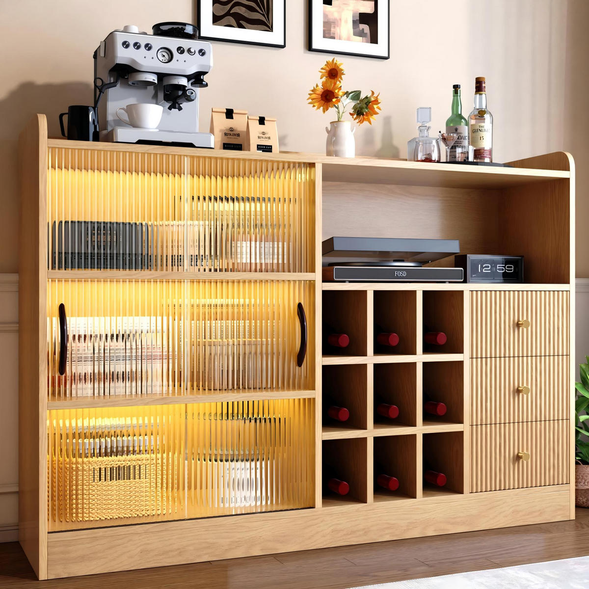GESCHIRRSCHRANK Naturfarben 120/30/85 - Naturfarben, Holzwerkstoff (120/85/30cm)