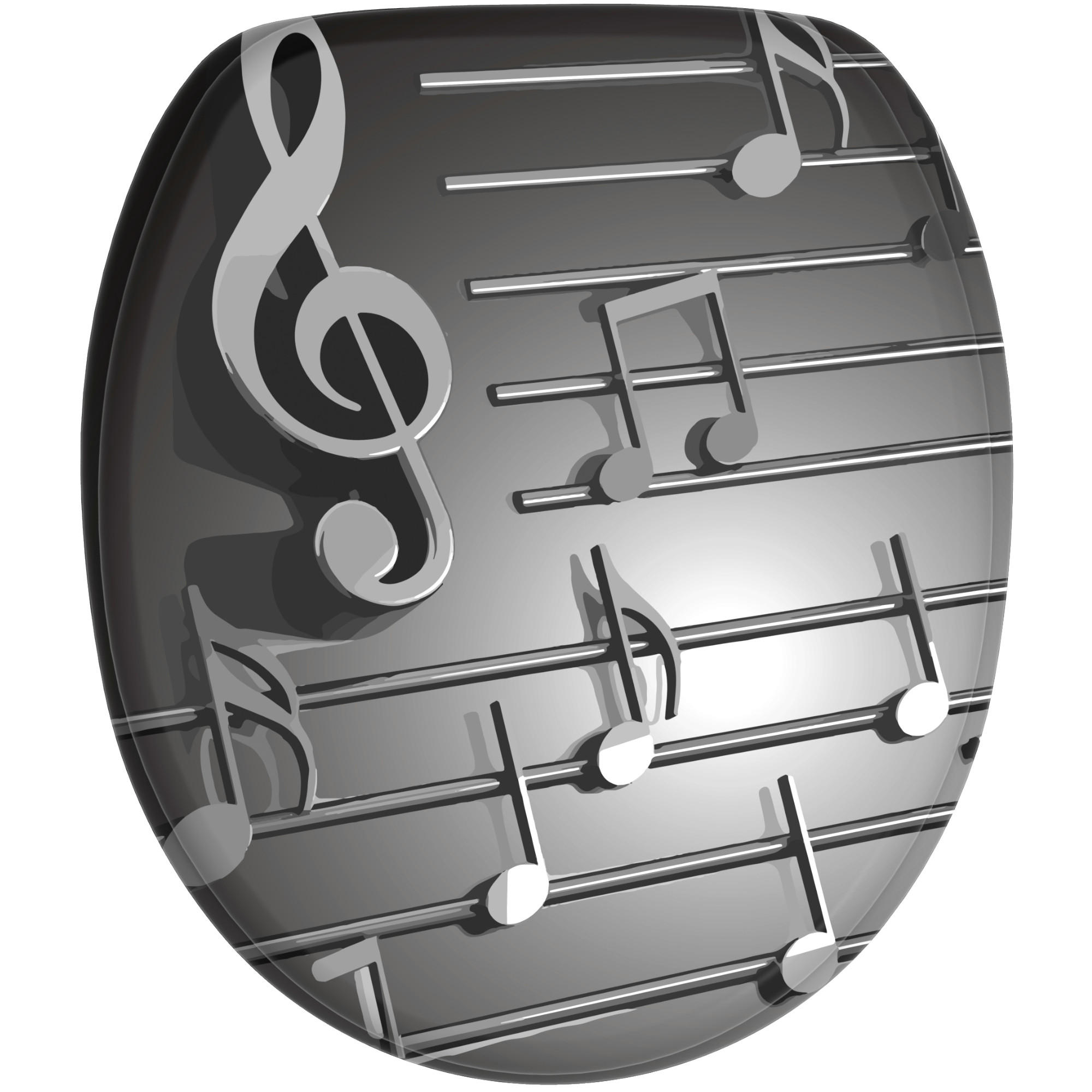 WC-SITZ Absenkautomatik Musical Notes - Grau, Holzwerkstoff (38/6/47cm) - Sanilo