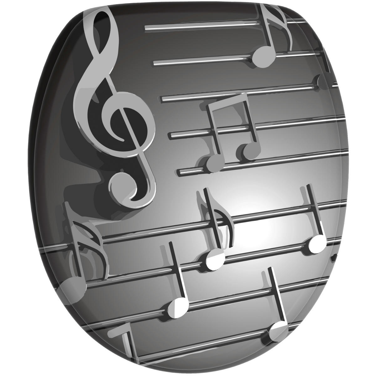 WC-SITZ Absenkautomatik Musical Notes - Grau, Holzwerkstoff (38/6/47cm) - Sanilo