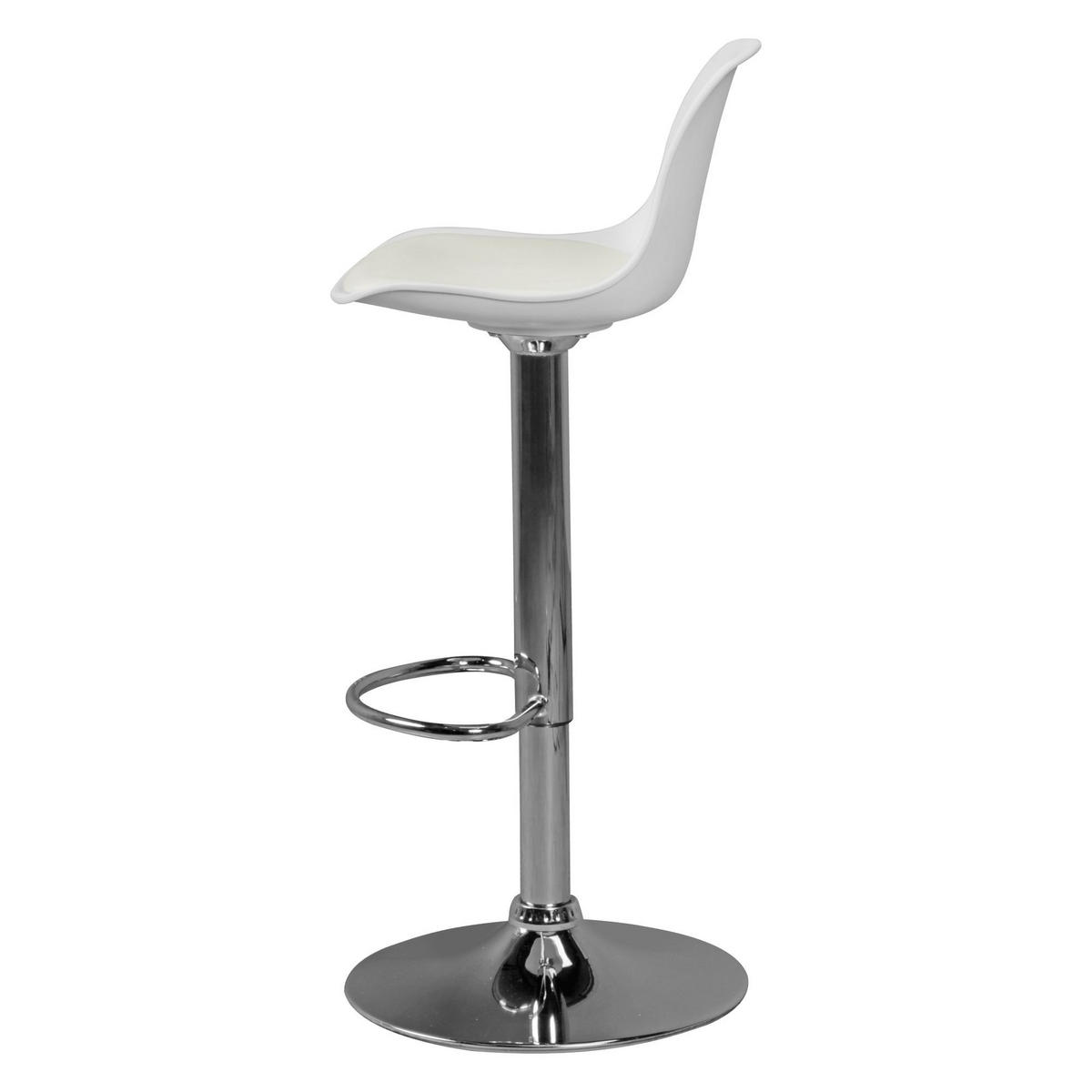 BARHOCKER Lederoptik Verchromt Drehbar BERN, Weiß 40x40x104 cm - Silberfarben/Weiß, Kunststoff/Textil (40/104/40cm) - KADIMA DESIGN