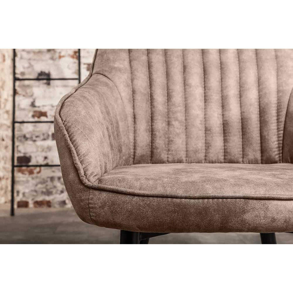 ARMLEHNSTUHL TURIN Microfaser Vintage Taupe - Taupe/Schwarz, Textil/Metall (60/84/61cm) - riess-ambiente