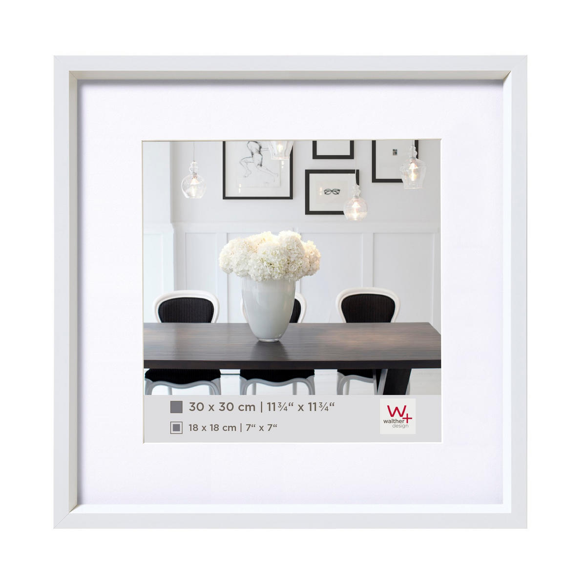 BILDERRAHMEN Steel Style Kst.Rahmen 30x30 cm Weiss - Weiß, Kunststoff (30.96/30.96/2.18cm) - walther design