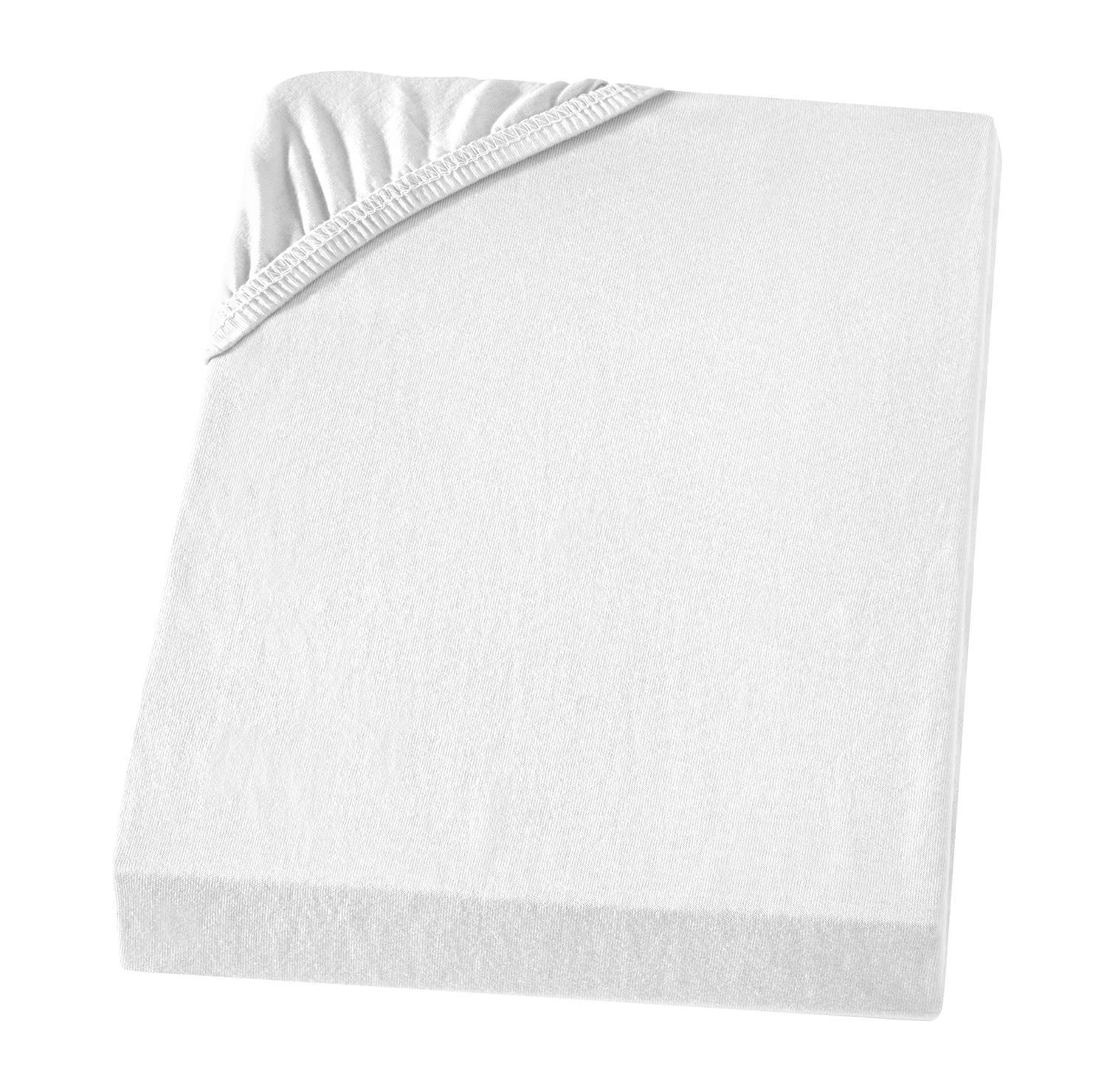 SPANNBETTLAKEN-BOXSPRINGBETT 180x200 - 200x200 Jersey Spannbetttuch 100% Baumwolle, Bettlaken Uni Weiß - Weiß, Textil (200/200cm) - Carpe Sonno