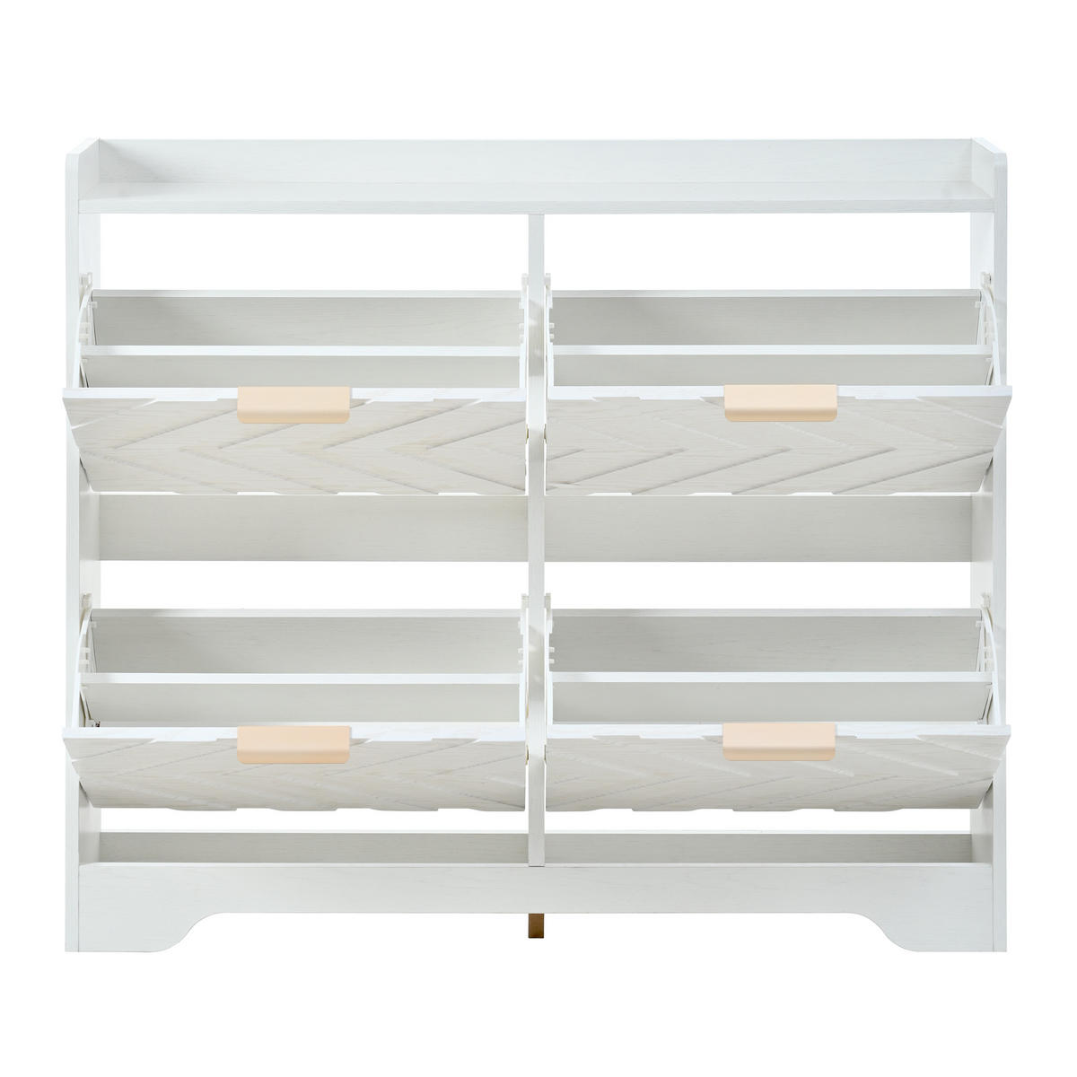 SCHUHSCHRANK aus MDF 105x24x90cm in Weiß mit 4 Klappfächern - Weiß, Holzwerkstoff (105/90/24cm) - Modfu