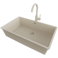 UNTERBAUSPÜLE GRANIT London, 3-er set Alles Beige 76/47 cm, 1 Becken + Küchenarmatur 32/20 cm + Ablauf-Set ab 80er Unterschrank - Beige, Kunststoff (76/20/47cm) - Primagran