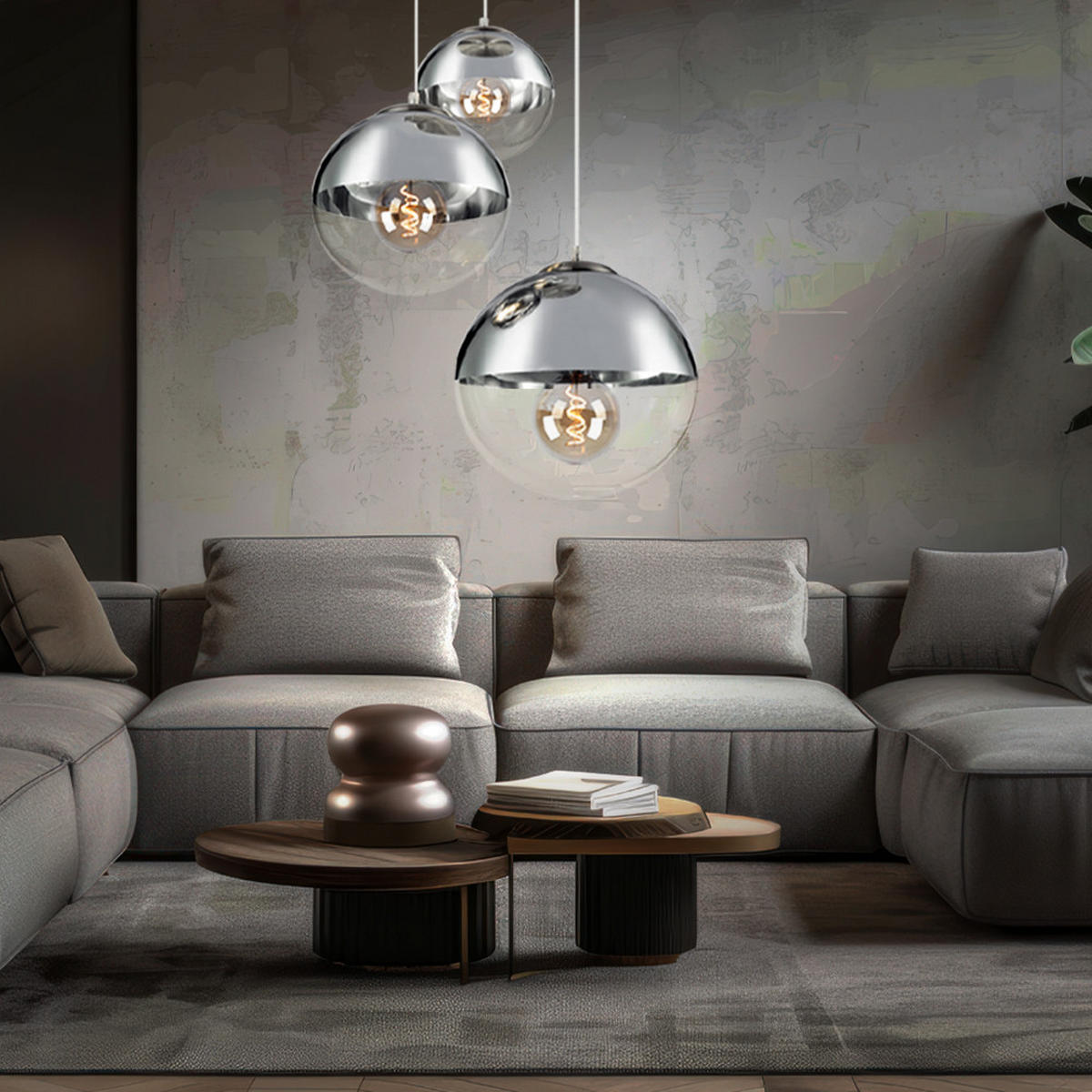 HÄNGELEUCHTE Glas Chrom Silber - Silberfarben, Glas (51/51/120cm) - Globo Lighting