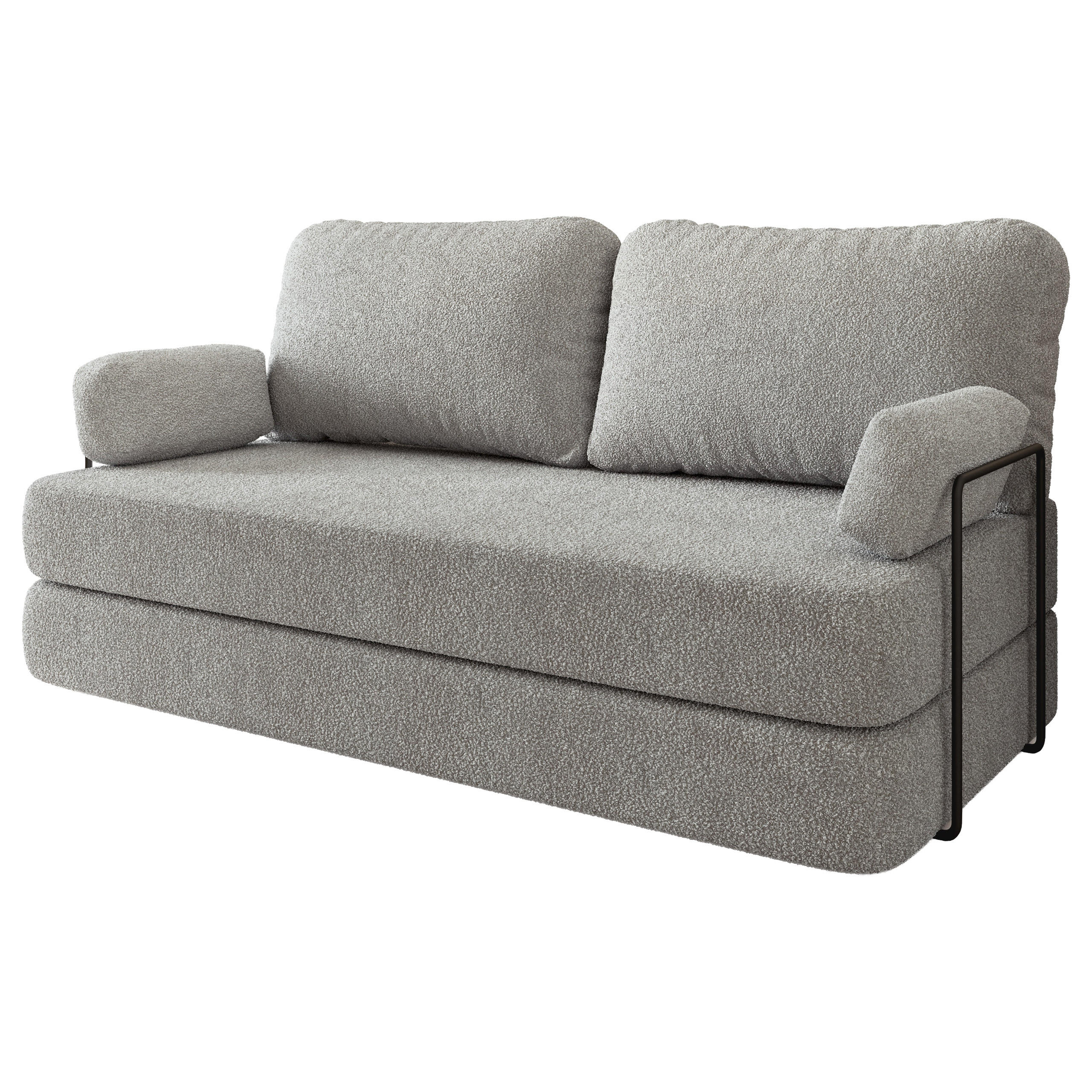 BETTSOFA NIKSI aus Schaumstoff Bucle-Stoff Hellgrau Schlaffunktion - Hellgrau, Textil (170/86/80cm) - MASSENO