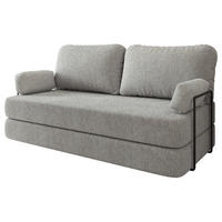 BETTSOFA NIKSI aus Schaumstoff Bucle-Stoff Hellgrau Schlaffunktion - Hellgrau, Textil (170/86/80cm) - MASSENO