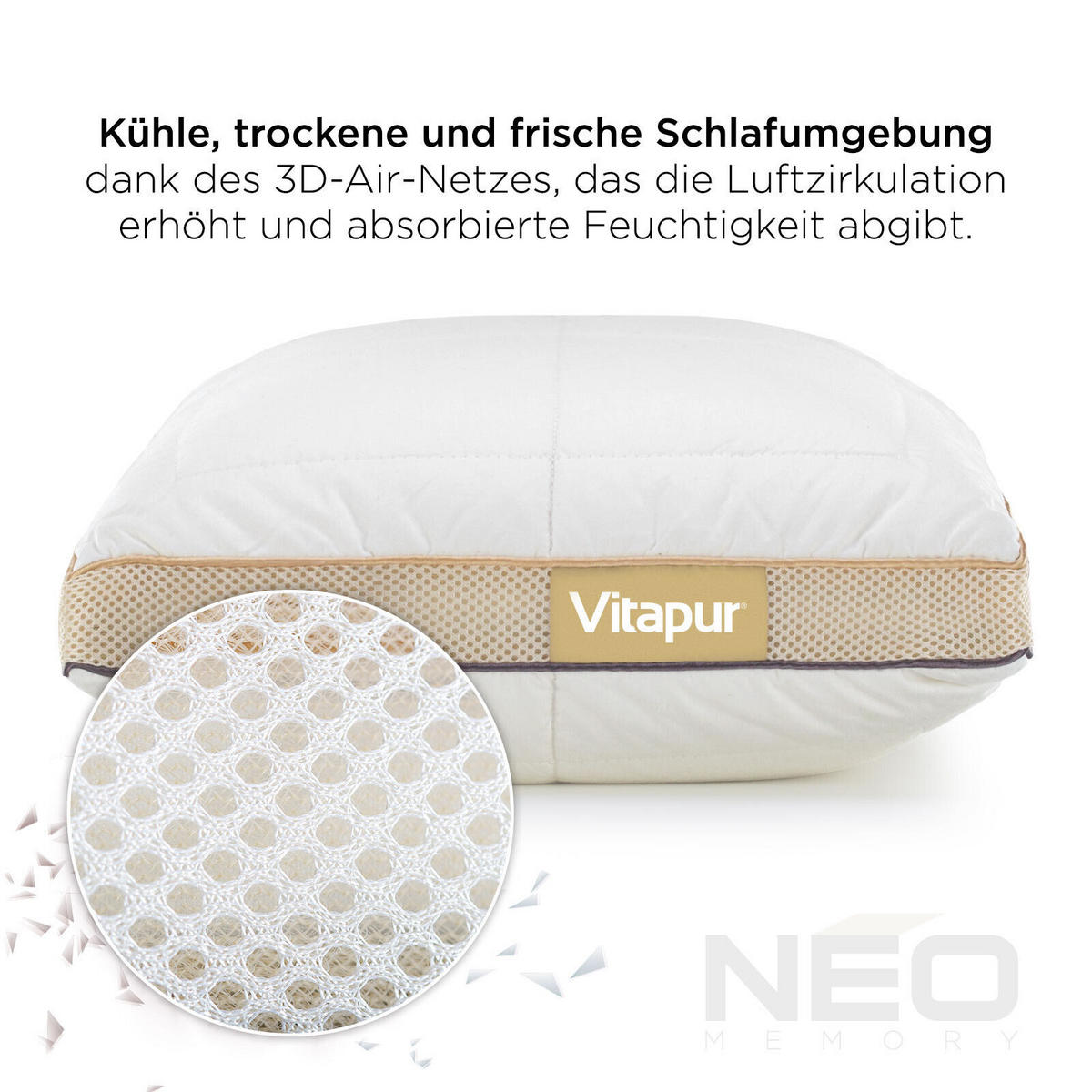 KOPFKISSEN NEO Microfaser Weiß 40×80 - Weiß, Textil (80/40cm) - Vitapur