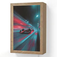 NÁSTĚNNÁ LAMPA Závodní auto - Červená - Rychlost 20x30 cm - tyrkysová, kompozitní dřevo (20/30/8cm) - OnlyWow