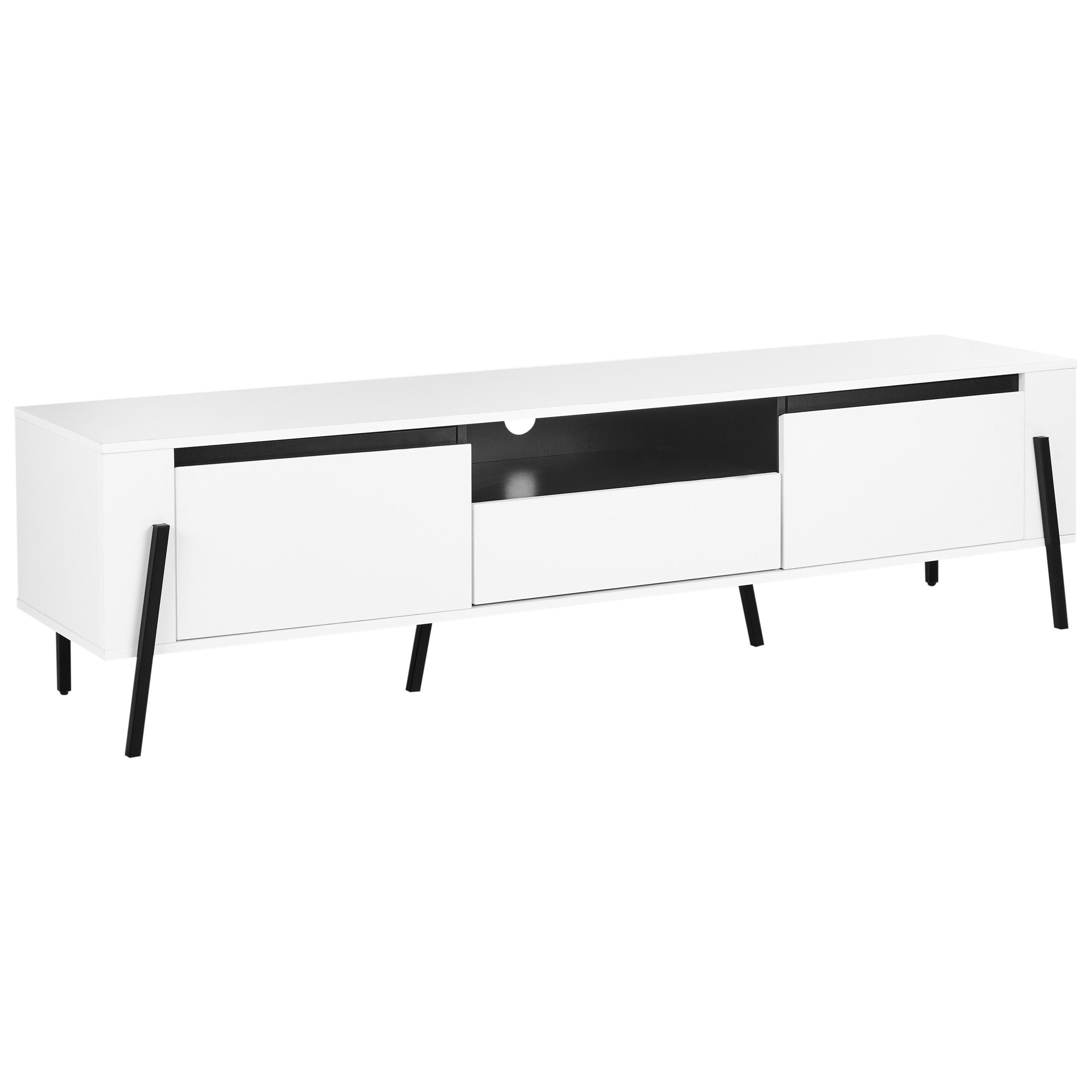 TV-MÖBEL Weiß Blackpool - Schwarz/Weiß, Holzwerkstoff (177/46/40cm) - Beliani