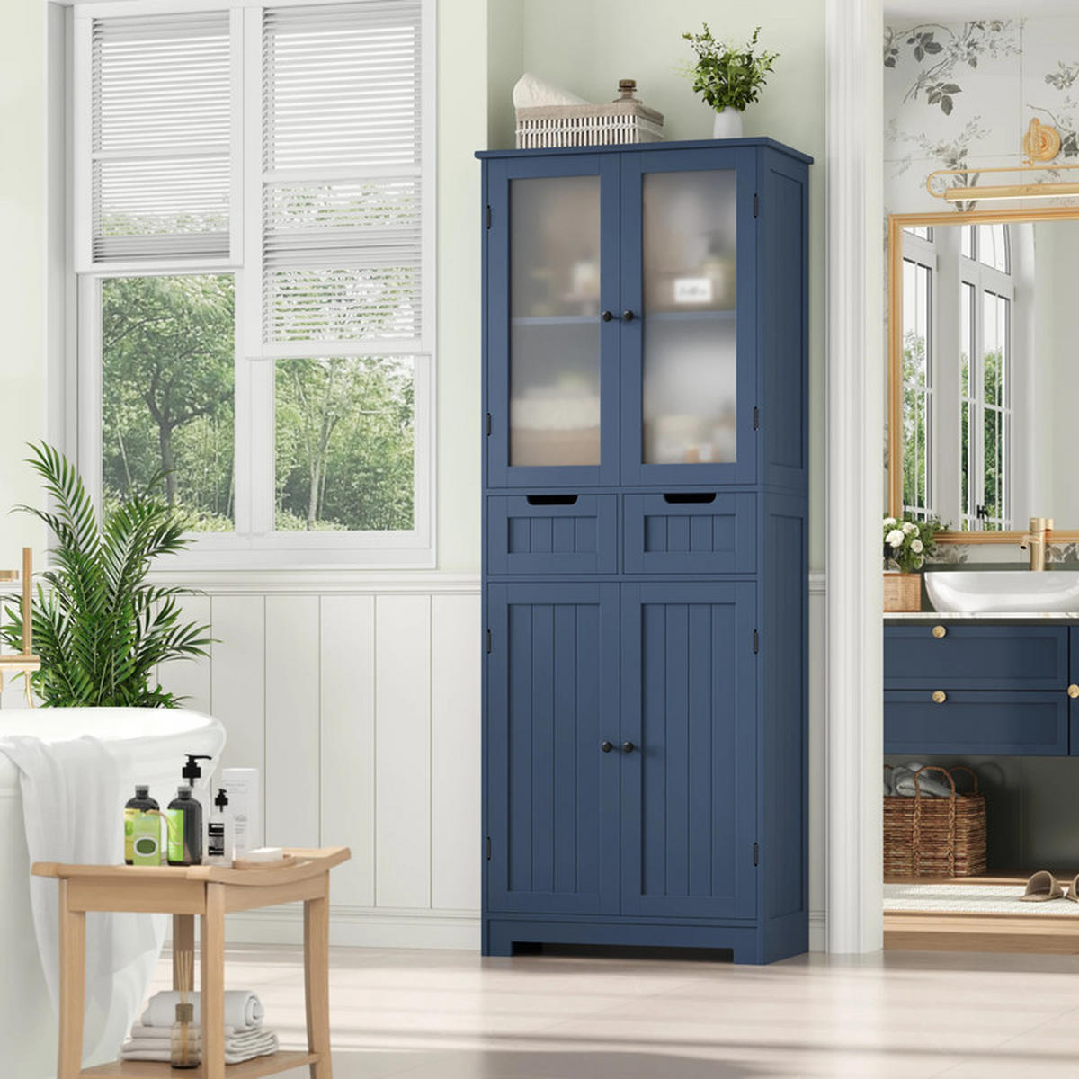 GESCHIRRSCHRANK 60x170x30cm Tiefblau - Dunkelblau, Holzwerkstoff (30/170/60cm) - Bextsrack