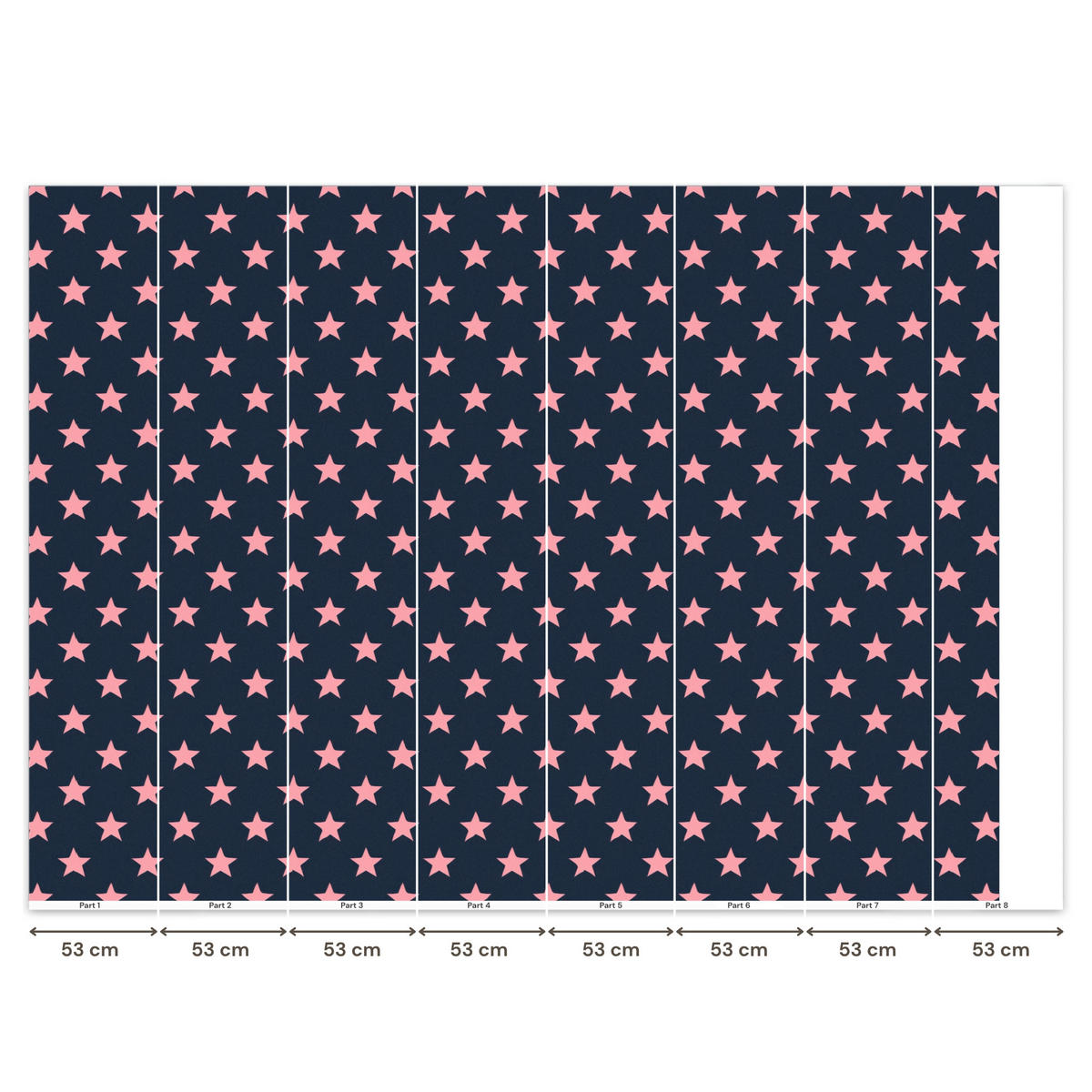 KINDERTAPETE - Muster - Sterne - Rosa - 400x300 cm - Anthrazit, Papier (400/300cm) - OnlyWow