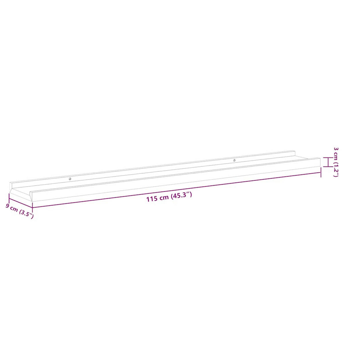 WANDREGALSET 4-teilig 115/9/3 cm aus MDF Schwarz Max. Belastbarkeit 5 KG - Schwarz, Holzwerkstoff (115/3/9cm) - vidaXL