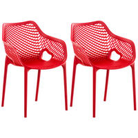 STAPELSTUHL 2er Set Kunststoff rot - Rot, Kunststoff (57/81/60cm) - CLP