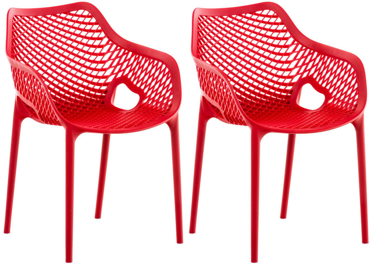 STAPELSTUHL 2er Set Kunststoff rot - Rot, Kunststoff (57/81/60cm) - CLP