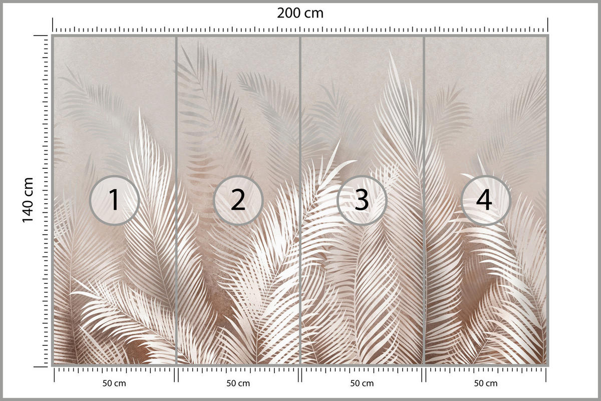 FOTOTAPETE Palmenblätter tropische Pflanzen 200x140cm - Beige/Braun, Papier (200/140cm) - Muralo