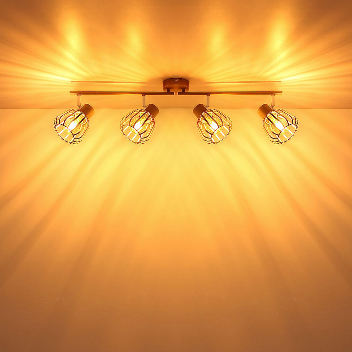 LED DECKENLEUCHTE OLIN Metall Braun, 4-flammig, L 80 cm - Braun, Glas (80/12.5/17.5cm) - Globo Lighting