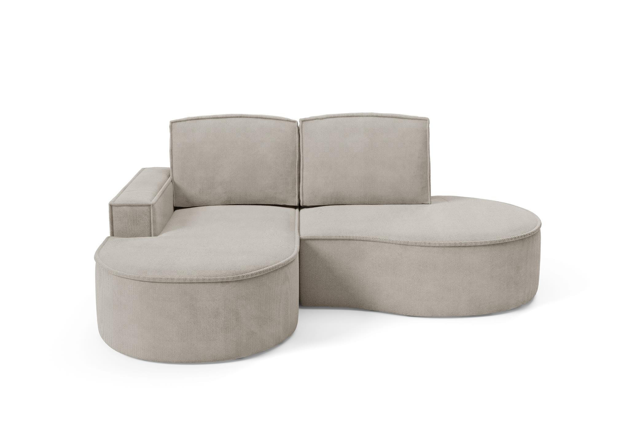 ECKSOFA Flow Kalt Beige, mit Kissen in Curio Stoff, linke seite - Beige, Holzwerkstoff/Textil (210/157cm) - Bettso