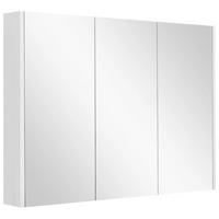 BADEZIMMER-SPIEGELSCHRANK mit verstellbaren Ablagen weiß - Weiß, Holzwerkstoff (90/65/11cm) - COSTWAY