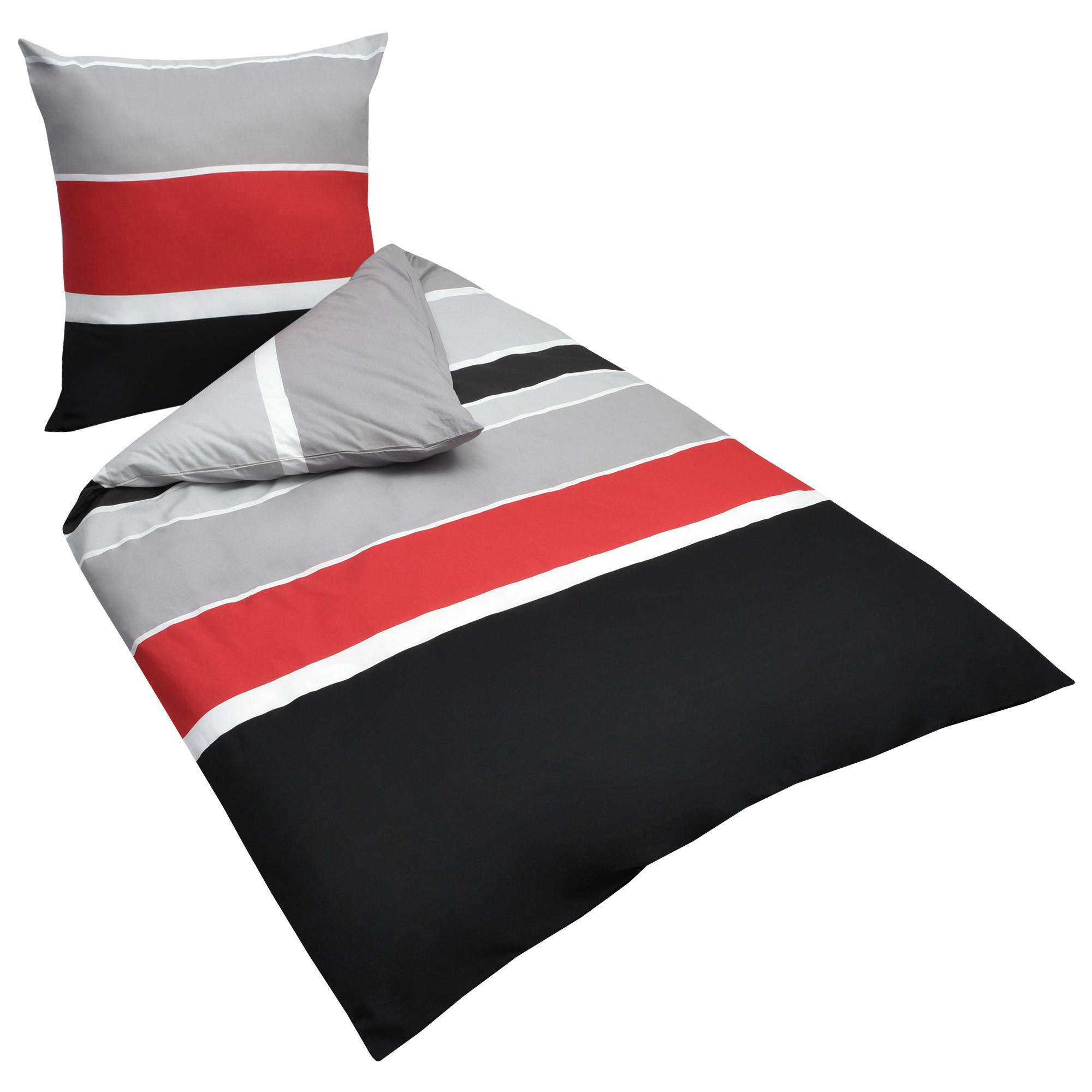 BETTWÄSCHE Delia 155/220 cm + Kissenbezug 80/80 cm Gestreift Renforcé - Multicolor, Textil (155/220cm)