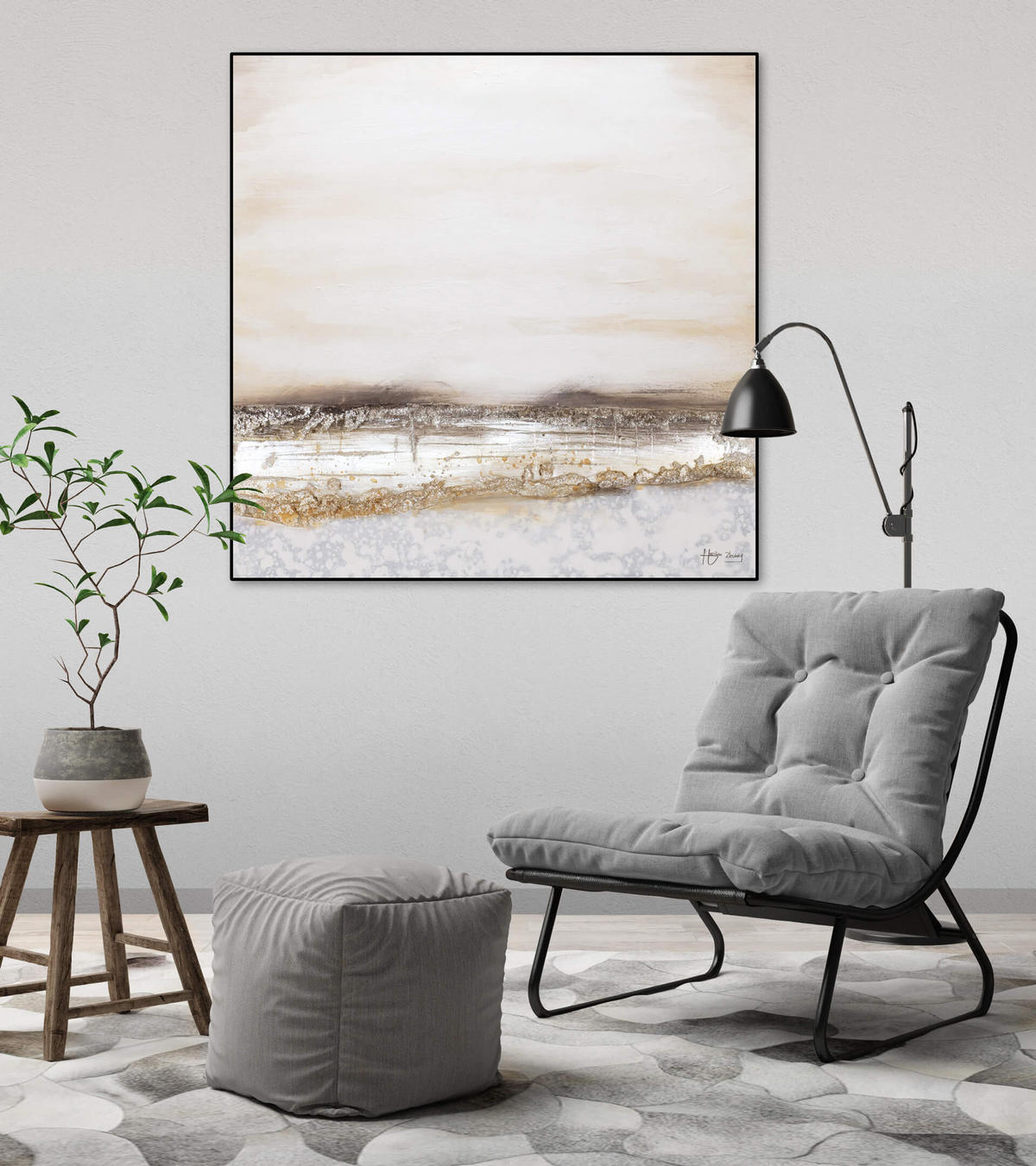 ÖLGEMÄLDE 80/80 cm - Beige, Holz/Textil (80/80cm) - KUNSTLOFT