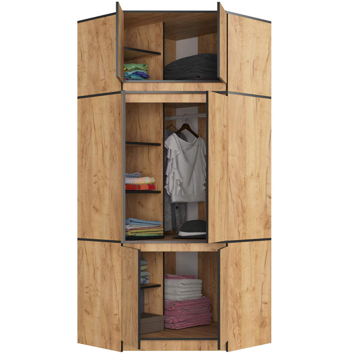 AUFSATZSCHRANK Eiche Craft 100x50x55 cm - Eichefarben, Holzwerkstoff (100/55/50cm) - Akord