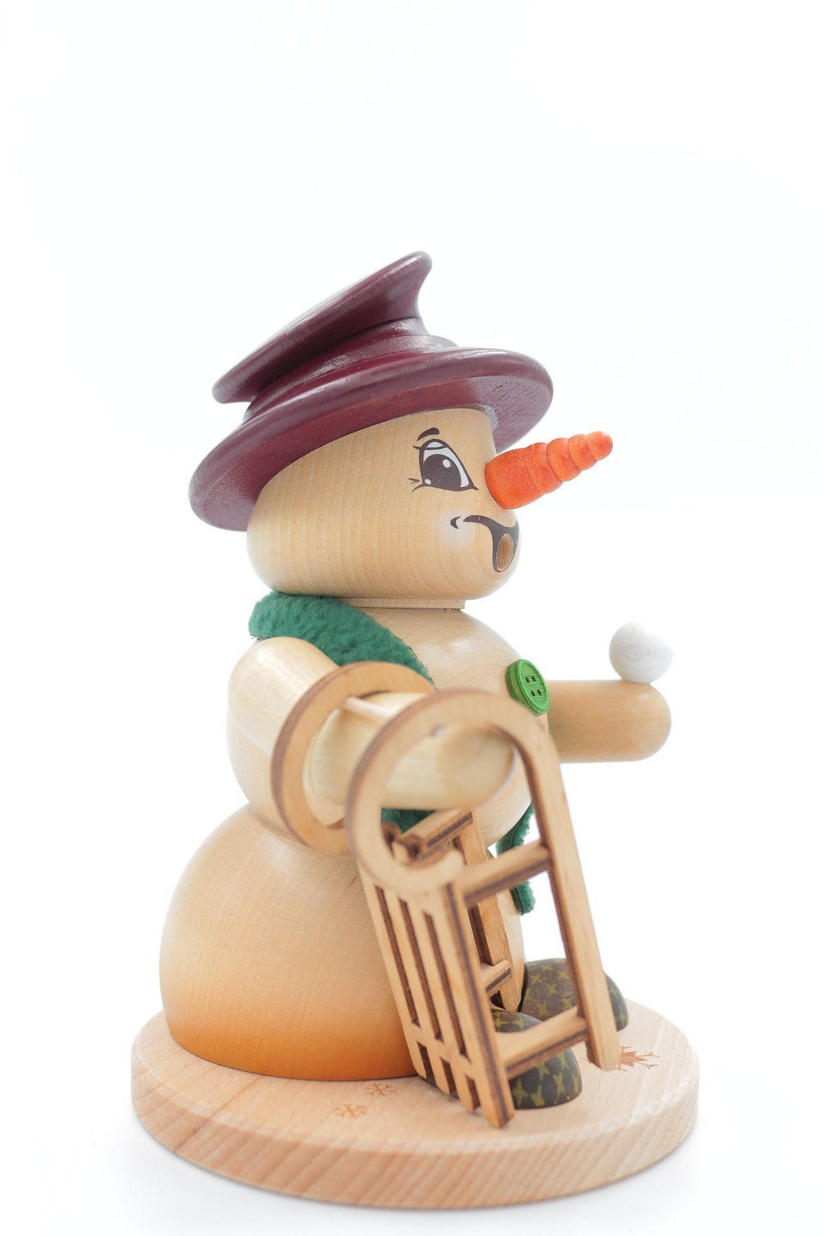 RAUCHFIGUR Schneemann Natur Schlittenfahrer 19 cm - Multicolor, Holz (15/19/0.1cm)