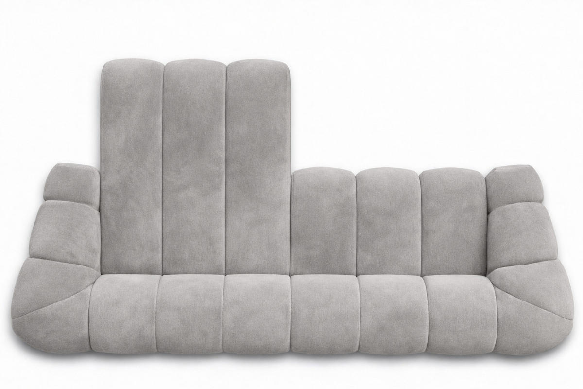 ECKSOFA Modulare L-Form, Veloursstoff Bluvel, Grau, Links, CROISSANT L - Grau, Holz (305/190cm) - Kaiser Möbel