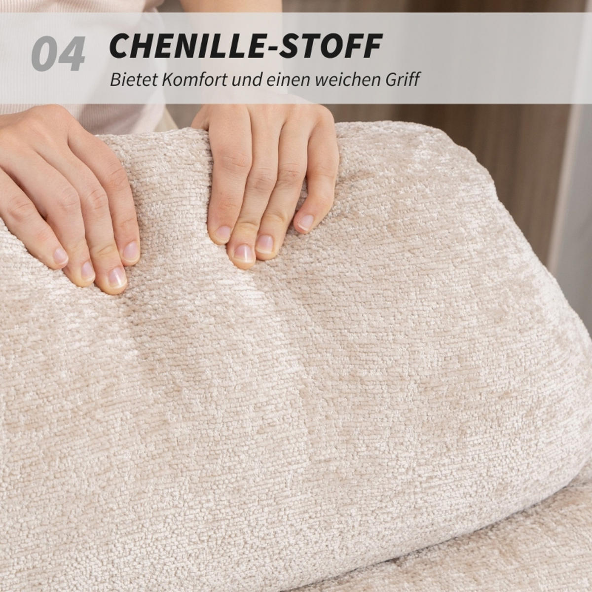 SCHAUKELSTUHL Cremeweiß mit Stahlbeinen und Holzkufen - Creme, Textil (80/91/103cm) - Oxeza