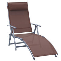 SONNENLIEGE, klappbar mit Kissen, Metall+Stoff, Braun, 137 x 63,5 x 100,5 cm - Braun, Metall (63.5/100.5/137cm) - Outsunny