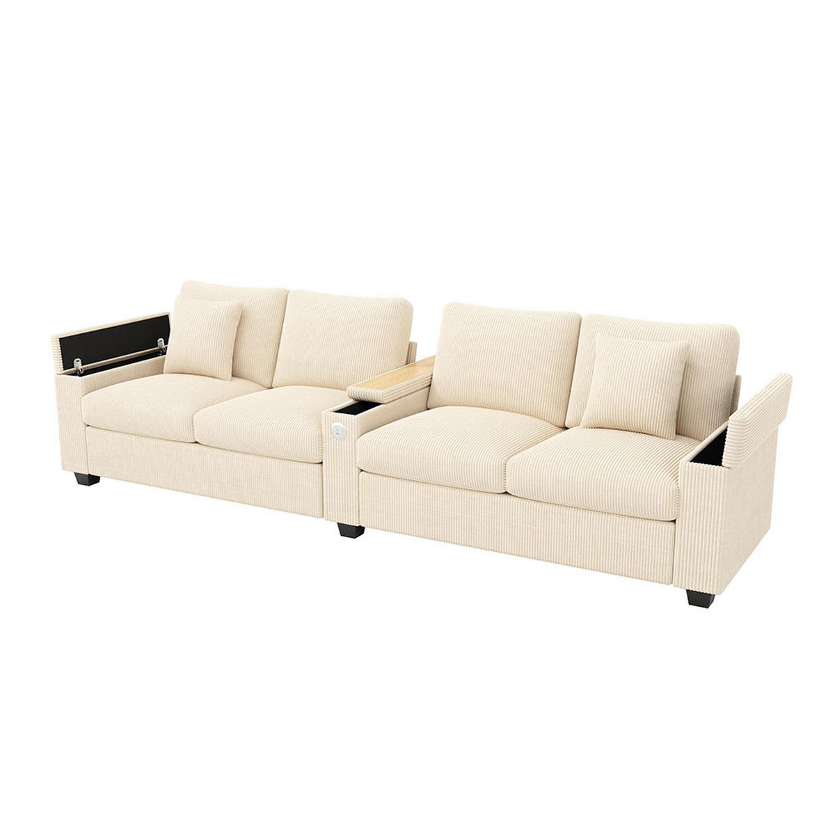 4-SITZER-SOFA mit Ladefunktion in Beige - Beige, Textil (80/82.7/299cm) - KOMHTOM