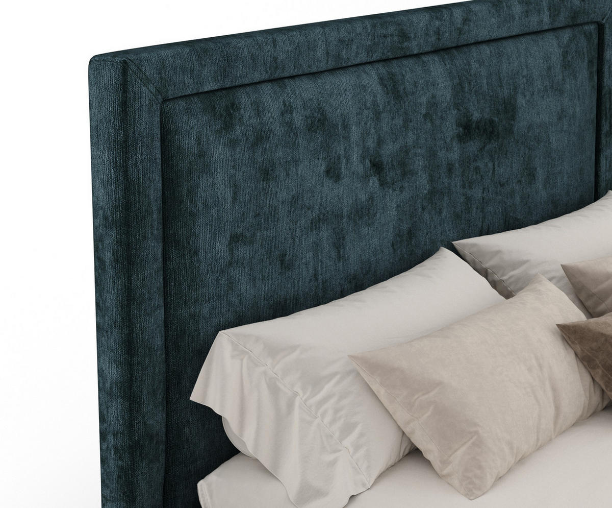 POLSTERBETT Ordina Türkisfarben 120/200 cm im Chenille-Stoff - Türkis/Schwarz, Holz/Holzwerkstoff (120/200cm) - Maison de Reve