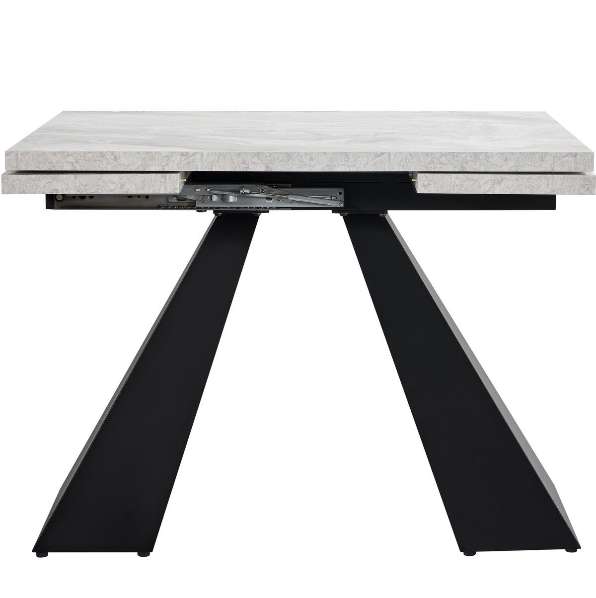 ESSTISCH 99-159/74/77 cm ausziehbar mit Metallschienen und Marmoroptik, Schwarz/Grau - Schwarz, Holzwerkstoff (159/74/77cm) - Redom