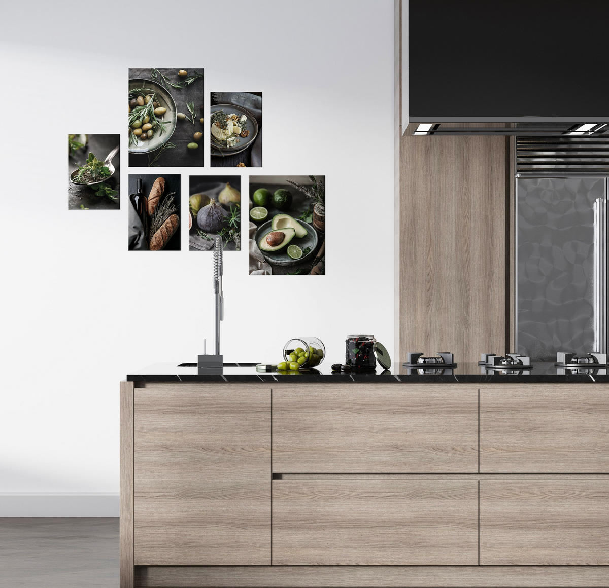 BILDERSET 6er-Set 30x40 cm + 20x30 cm vintage Küche - Schwarz, Kunststoff (105/85cm) - artissimo