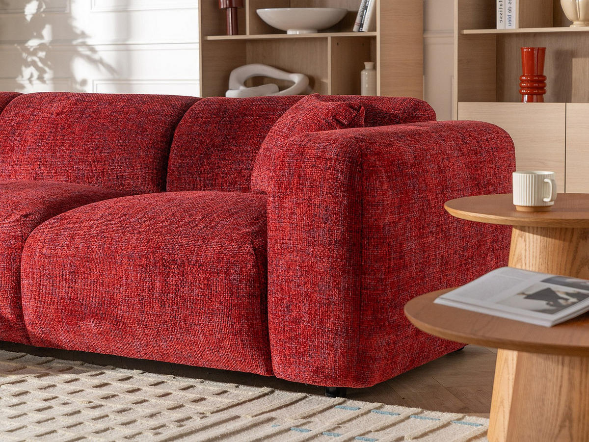 SOFA ohne Schlafmöglichkeit - 5 Personen - Stoff, Stoff - Rot - - Rot, Textil (280/165cm) - Vente-Unique