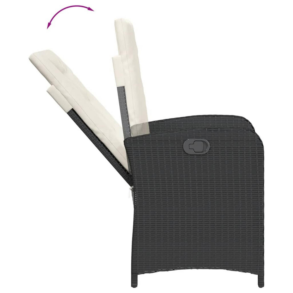GARTENSESSEL Mit Kissen 2er Set Verstellbar Schwarz Poly Rattan - Schwarz, Kunststoff (57/93/58.5cm) - vidaXL