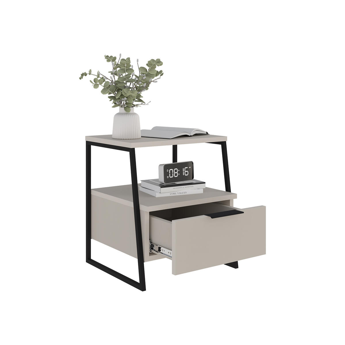 NACHTTISCH MIT SCHUBLADEN Pal Sandstein 45/41/50 cm - Sandfarben, Holzwerkstoff (45/50/40cm) - Decortie