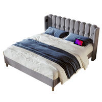 POLSTERBETT 160/200 cm Grau mit Matratze und USB- und Type-C-Anschlüssen - Grau, Textil (160/200cm) - Flora Grace