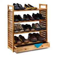 SCHUHREGAL - Hellbraun, Holz (27/81/70cm) - Relaxdays