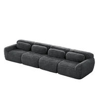 SOFA 4-Sitzer Modulares aus Plüsch mit rutschfester Basis, grau - Grau, Textil (104/73/378cm) - Luhomfu