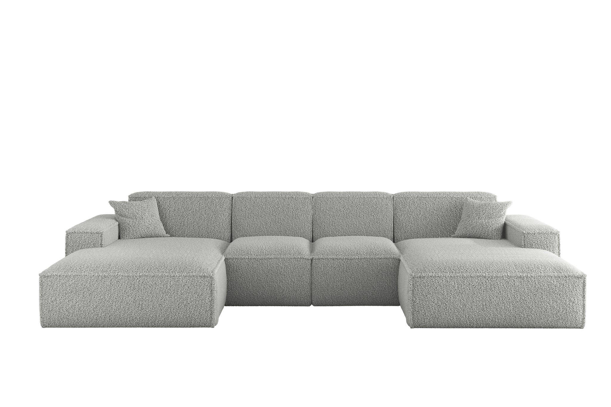 WOHNLANDSCHAFT Celes Premium Xs Sven - Hellgrau, Holzwerkstoff/Textil (342/73/165cm) - Fun Möbel