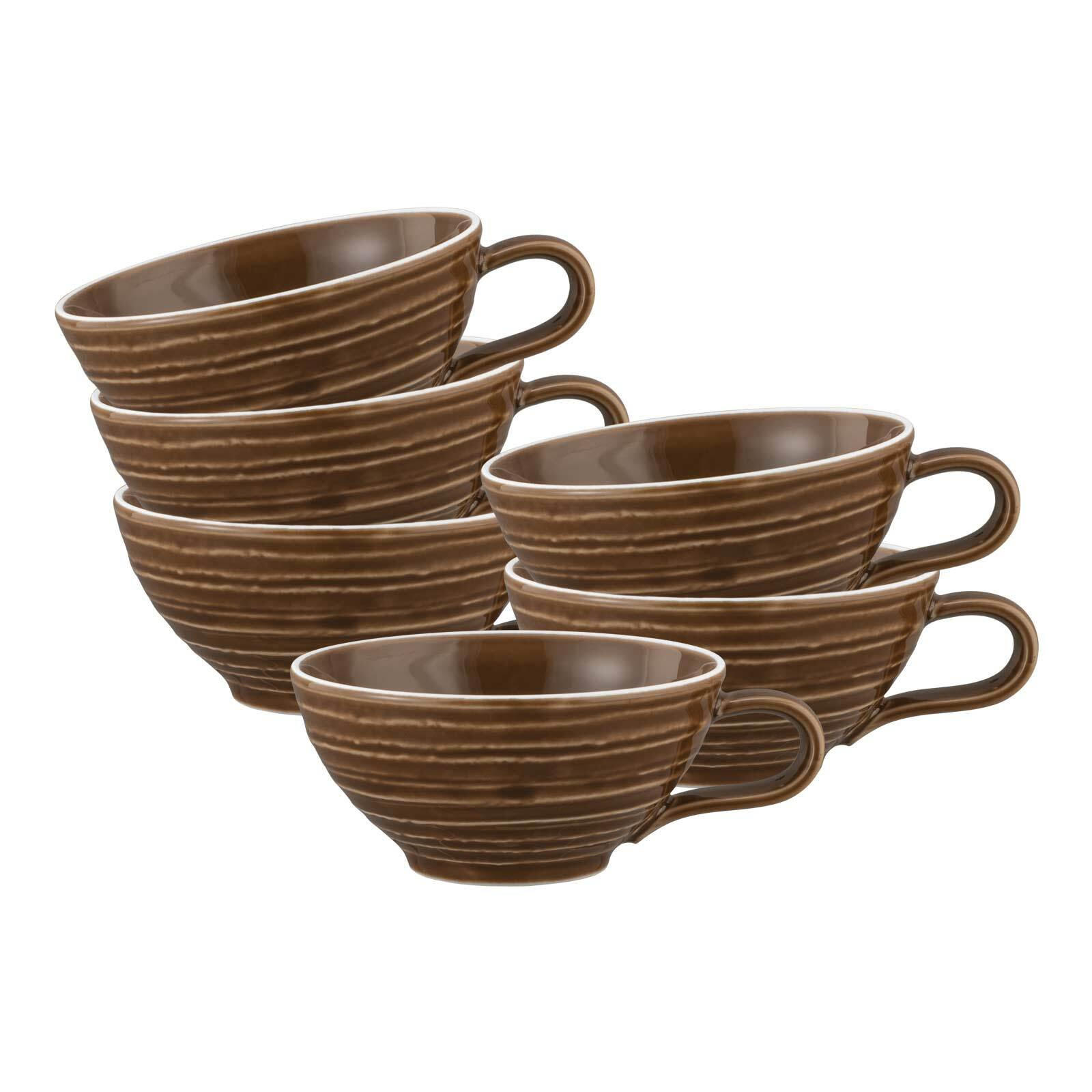 TEETASSEN Terra Moosgrün 140 ml 6er Set - Braun, Keramik (0.14L) - Seltmann Weiden