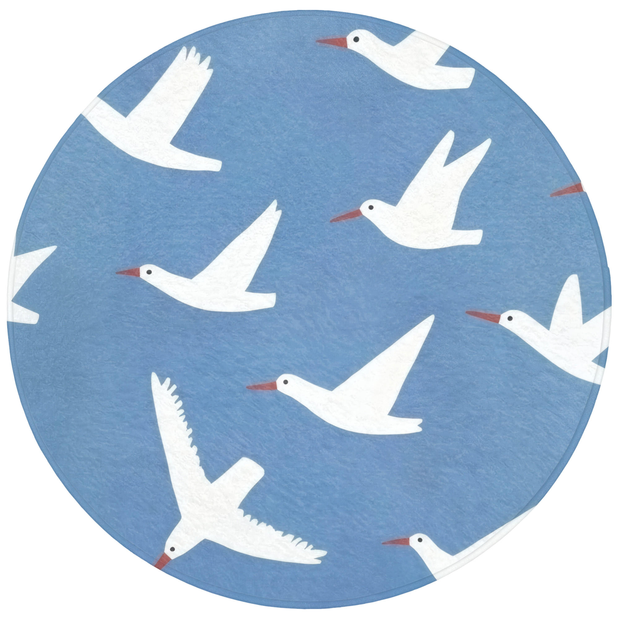 BADEMATTE Vögel - Weiß - Muster 70x70 cm - Blau, Kunststoff/Textil (70/70cm)