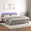 BOXSPRINGBETT mit Matratze und LED, 78/88 cm Kopfteil, 160/200 cm aus Samt, Hellgrau - Hellgrau, Textil - vidaXL
