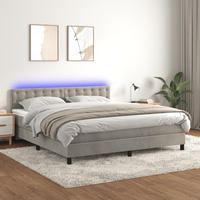 BOXSPRINGBETT mit Matratze und LED, 78/88 cm Kopfteil, 160/200 cm aus Samt, Hellgrau - Hellgrau, Textil - vidaXL