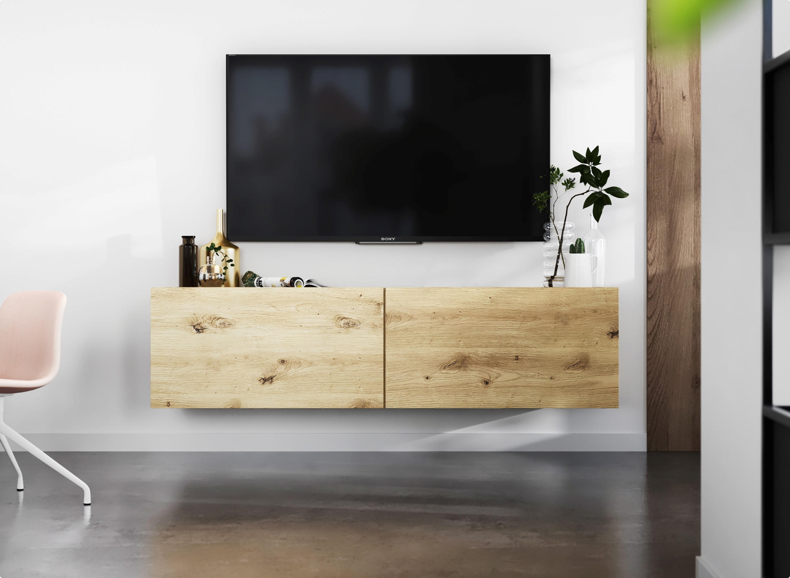 TV-SCHRANK Enjoy Eiche artisan matt 120 cm - Eiche Artisan, Holzwerkstoff (120/30/35cm) - Meble Lindner