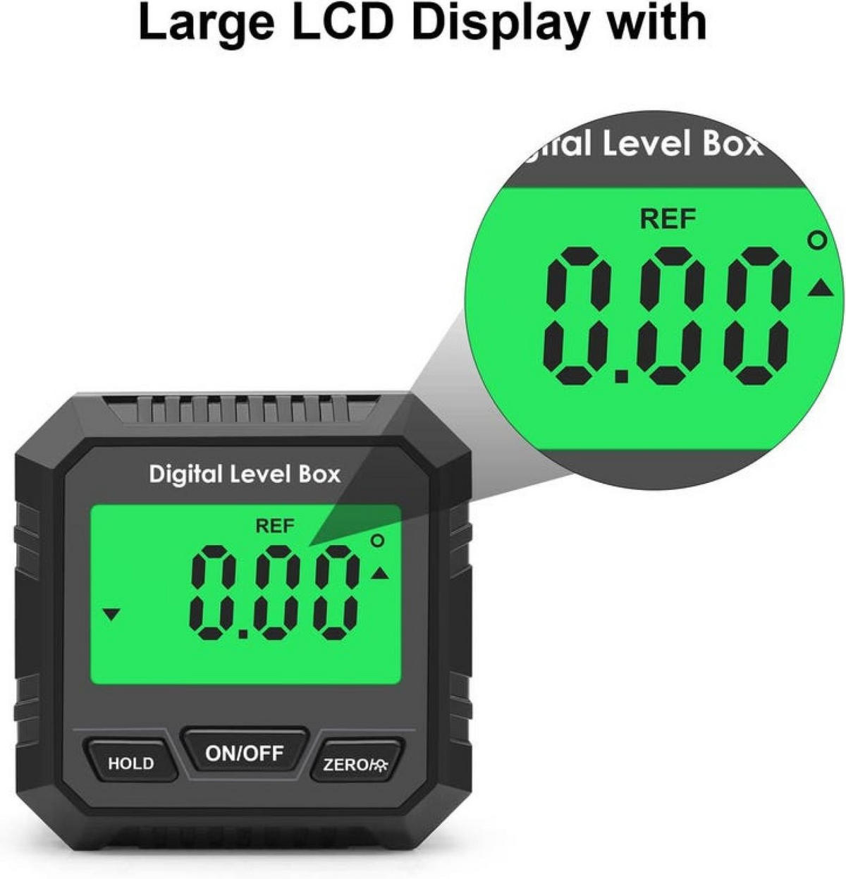 WASSERWAAGE – mit LCD-Display, magnetisch, hintergrundbeleuchtet – schwarz - Schwarz, Kunststoff (6/5.5/3cm) - DCA