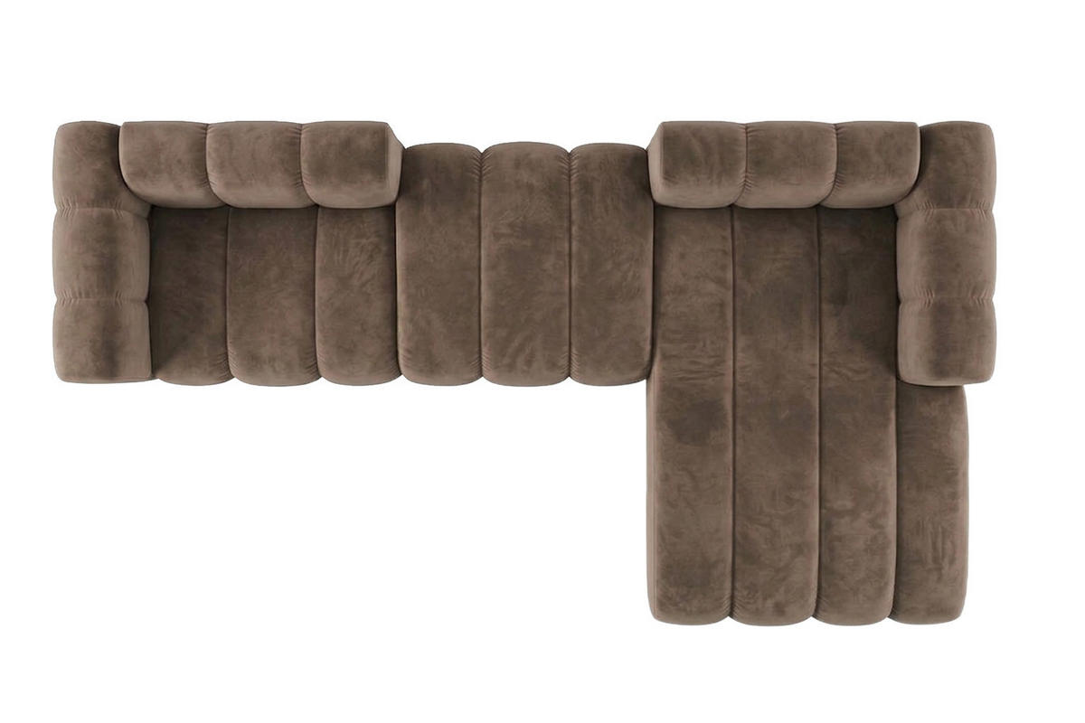 ECKSOFA Modulares In L-Form, Velvet-Stoff Riviera, Braun, Rechts, GRAND 319 cm - Braun, Holz (319/175cm) - Kaiser Möbel